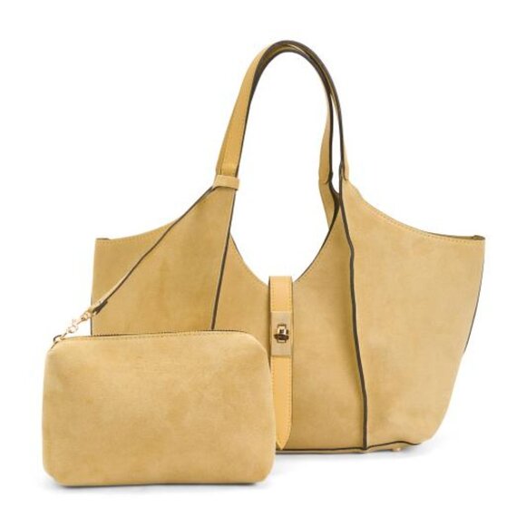 CHEVAL Made In Italy Suede Flap Over Tote